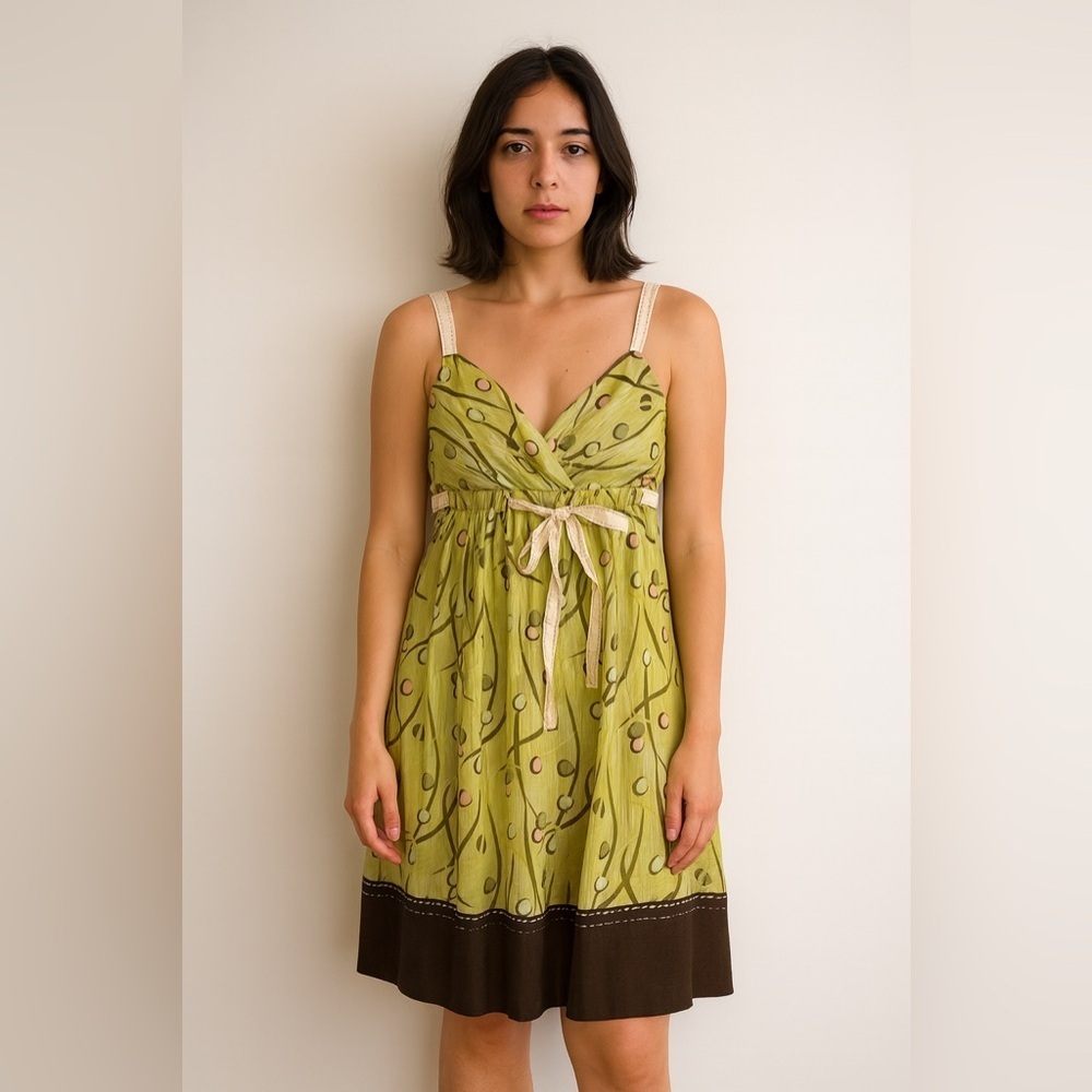 BCBGMaxAzria Green and Brown Mini Dress - Picture 2 of 12
